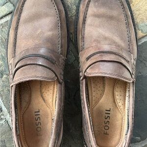 Fossil Men's Brown Leather Loafers